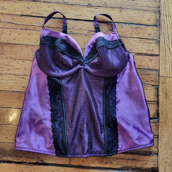 Cacique Intimates Purple and Black Lace Structured Bustier Size 18/20 - Picture 1 of 5